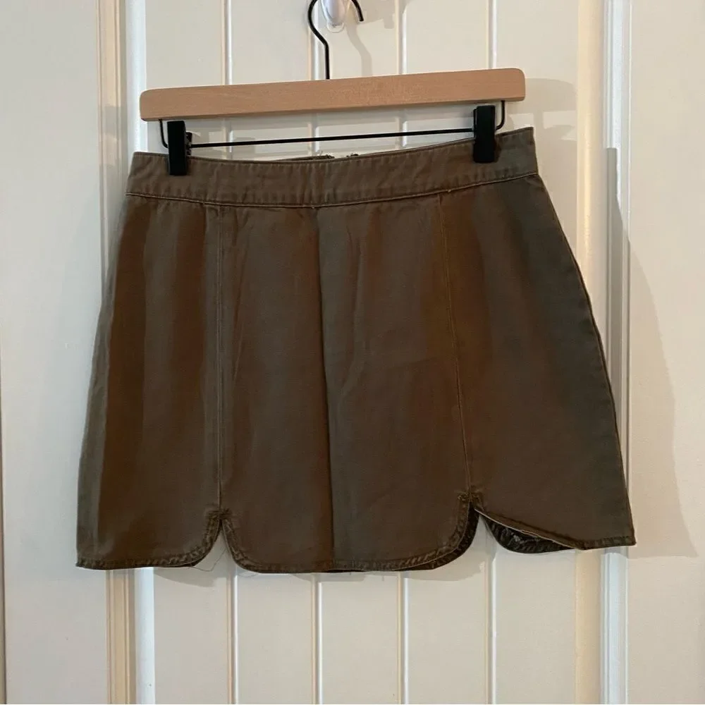 NWT Forever 21 Olive Green Scalloped Mini Skirt